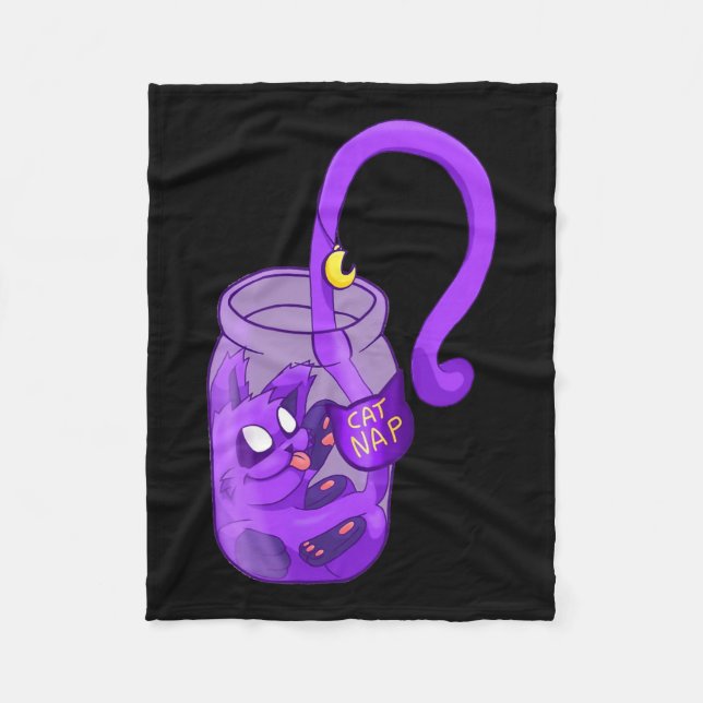 Kat Nap i måne-Ansikte - Cute Cat Fleecefilt (Framsidan)