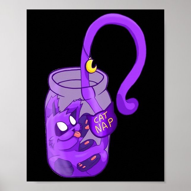 Kat Nap i måne-Ansikte - Cute Cat Poster (Framsidan)