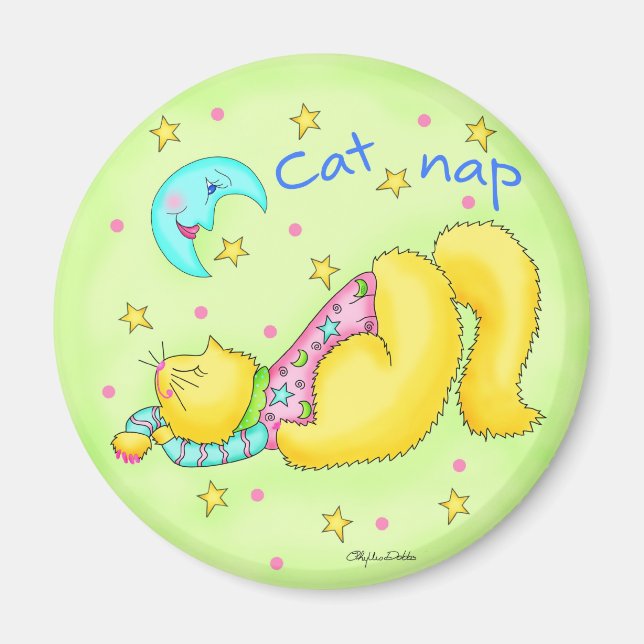 Kat Nap Round Magnet (Framsidan)