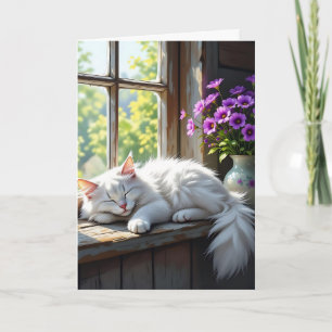 Kat Napping på fönsterluckan Grattis på födelsed Kort
