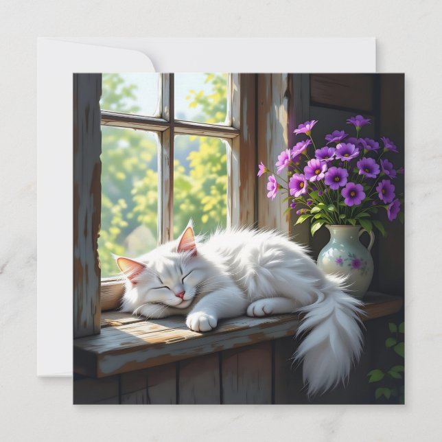 Kat Napping på fönsterluckan | Tom Kort (Framsida)