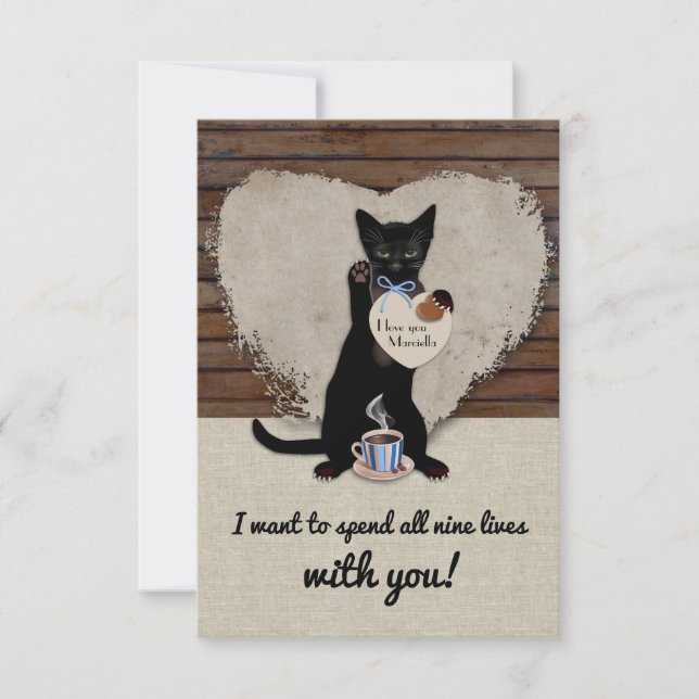 Kat Nine Lives Personlig Valentine Card Inbjudningar (Framsida)