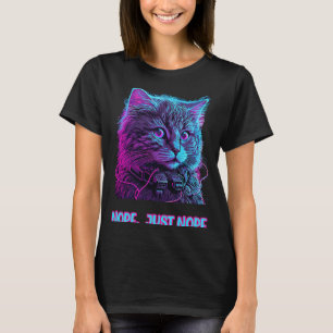 Kat nope bara nope retrowave ragdoll lyssning mus t shirt