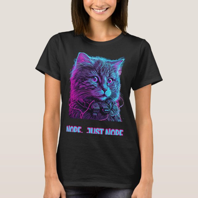Kat nope bara nope retrowave ragdoll lyssning mus t shirt (Framsida)
