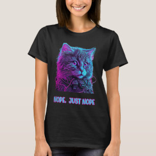 Kat nope bara nope retrowave ragdoll lyssning mus t shirt