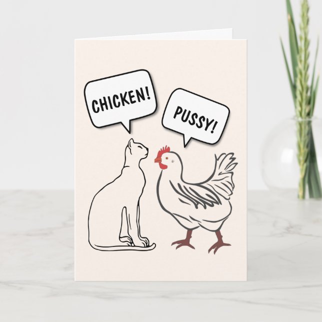 KAT- OCH CHICKEN FUNNY BIRTHDAY GREETING CARD KORT (Framsida)