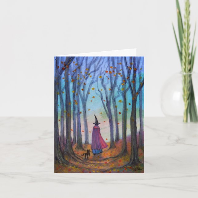 Kat- och Witch Walk Note Card Kort (Framsida)