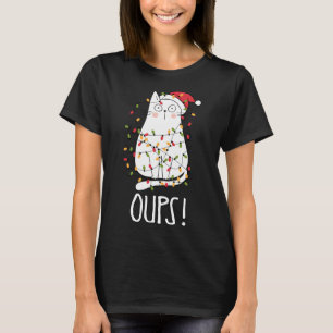 Kat Oups! Vit katt uppför i Julgran L T Shirt