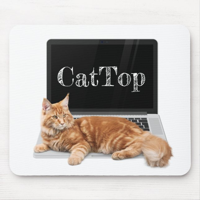 Kat på bärbar dator - CatTop Musmatta (Framsidan)
