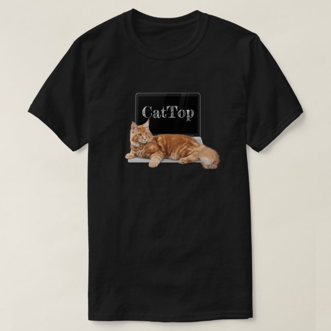 Kat på bärbar dator - CatTop T Shirt (Design framsida)
