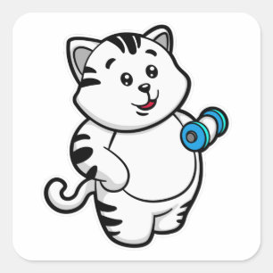 Kat på Biceps-träning med Dumbbell Fyrkantigt Klistermärke