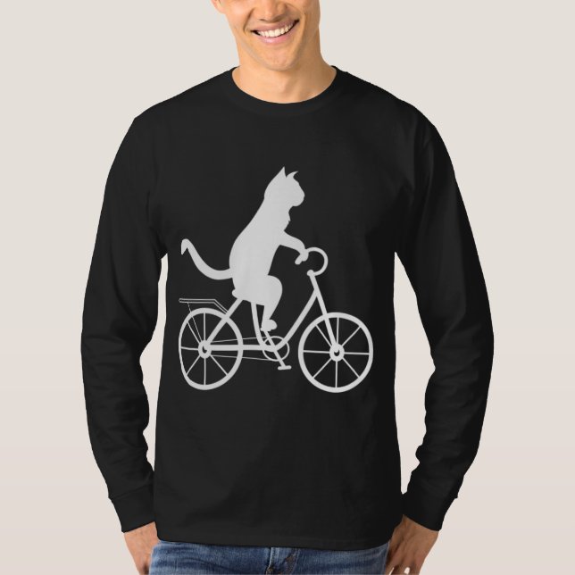 Kat på Bike Coola Biking Kattunge Animals underlig T Shirt (Framsida)