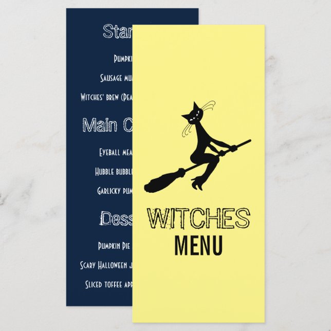 Kat på Broomstick Party Meny (Fram/baksida)
