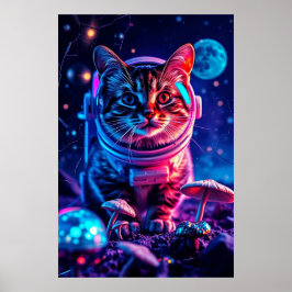 Kat på Disco MuShroom Poster