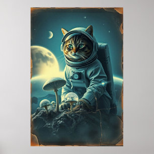 Kat på Disco MuShroom Poster