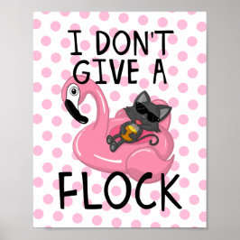Kat på Flamingo med ananas och Rosa Polka dots Poster