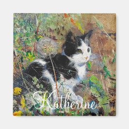 Kat på golvbädd magnet