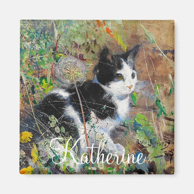 Kat på golvbädd magnet (Framsidan)