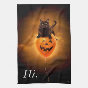 Kat på Halloween Ballon Kökshandduk