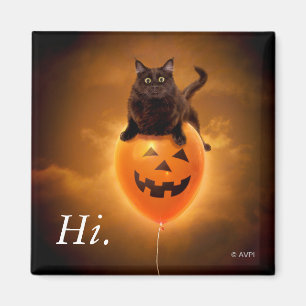Kat på Halloween Ballon Magnet