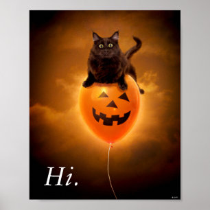 Kat på Halloween Ballon Poster