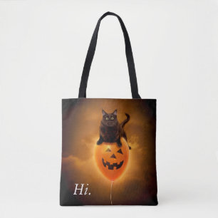 Kat på Halloween Ballon Tygkasse