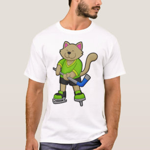 Kat på ishockey med ishockeyklubba t shirt
