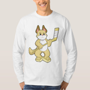 Kat på ishockey med ishockeyklubba t shirt