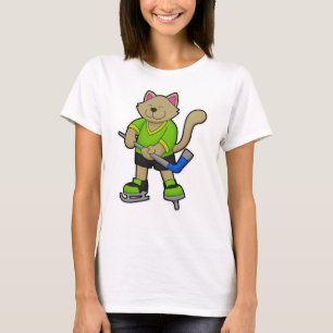 Kat på ishockey med ishockeyklubba t shirt