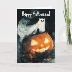 Kat på Jack o lantern Pumpkin Tack Kort