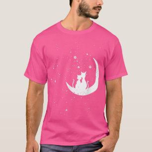 Kat på Måne Lazy Halloween Costume Cute Kattunge K T Shirt