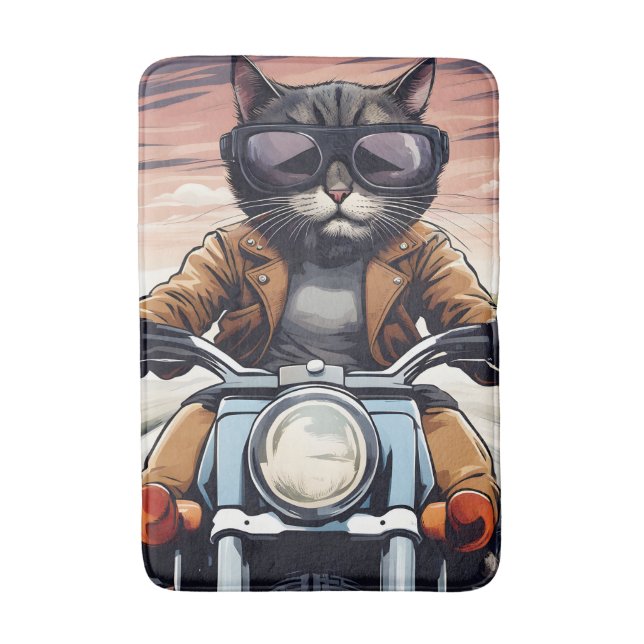 Kat på motorcykel badrumsmatta (Framsidan (Vertikal))