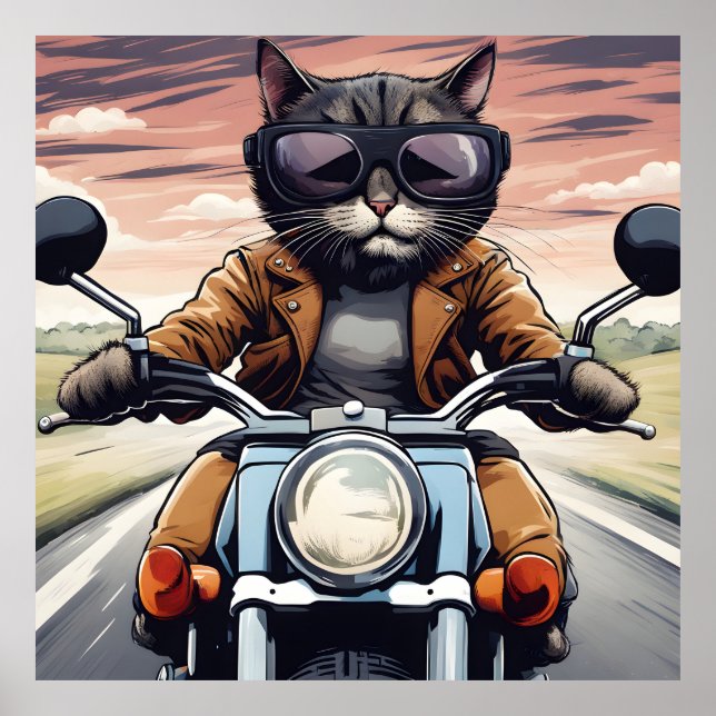 Kat på motorcykel poster (Framsidan)