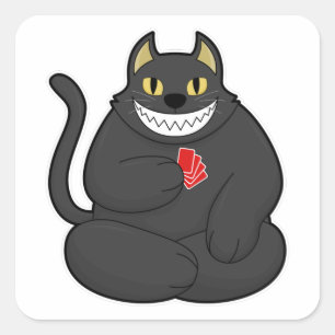 Kat på Poker med Poker-kort Fyrkantigt Klistermärke