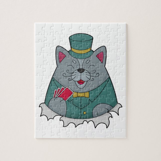 Kat på Poker med Poker-kort Pussel (Vertikal)