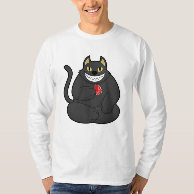 Kat på Poker med Poker-kort T Shirt (Framsida)