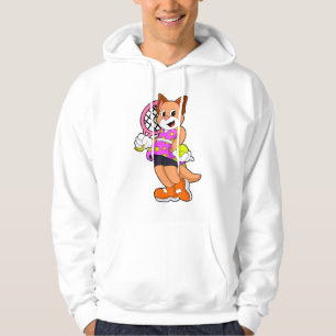 Kat på Tennis med tennis racket Hoodie