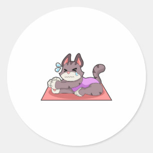 Kat på Yoga Fitness Runt Klistermärke