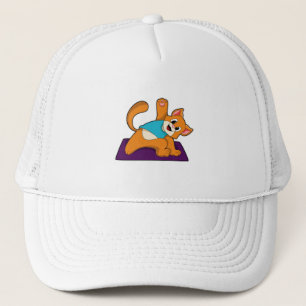 Kat på Yoga med Yoga-mat Keps