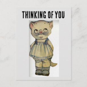 KAT PAPPER DOLL VINTAGE-TÄNKNING AV DIG POSTCARD VYKORT