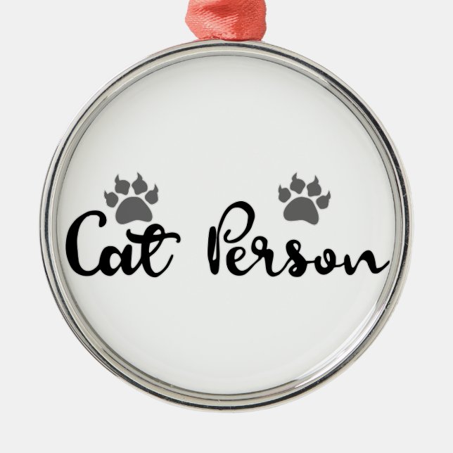 Kat Person Typography Art Julgransprydnad Metall (Framsidan)