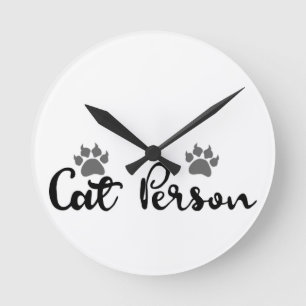 Kat Person Typography Art Rund Klocka