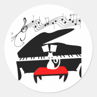 Kat & Piano Runt Klistermärke