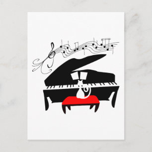 Kat & Piano Vykort