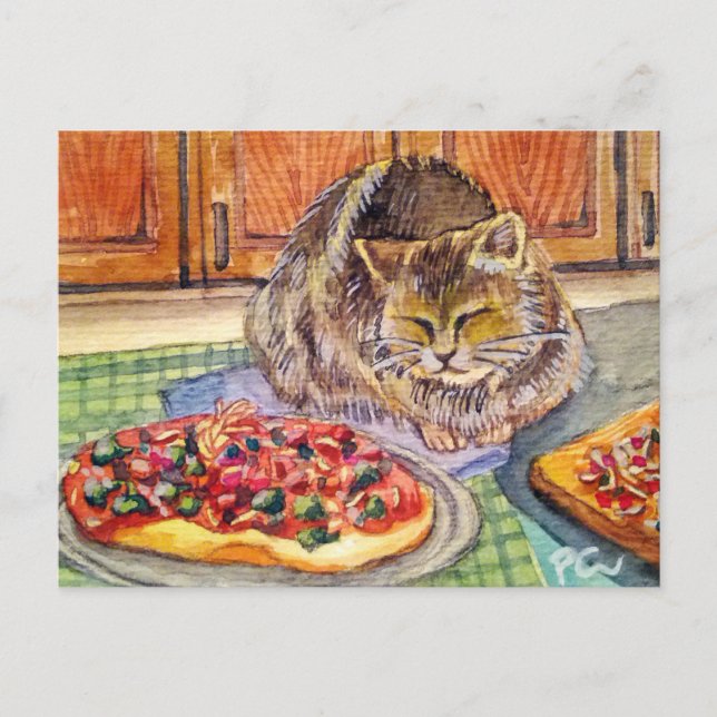 Kat & Pizza Vykort (Framsida)