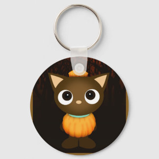 Kat Pumpkin Halloween Keychain Nyckelring