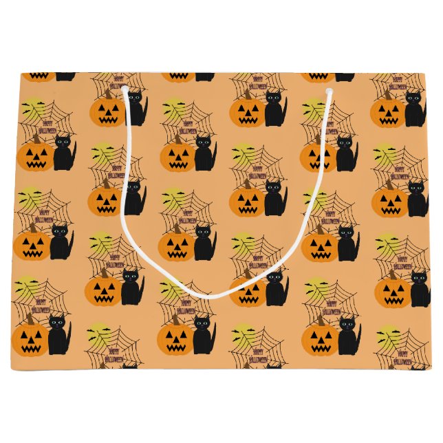 Kat & Pumpkin Halloween Large Gift Bag (Framsidan)