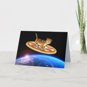 KAT RIDING PIZZA IN RACE BIRTHDAY CARD KORT