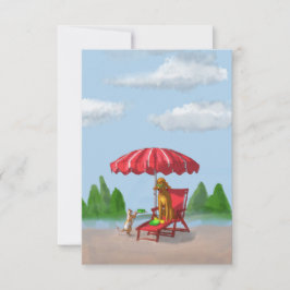 Kat-serverkort och Pudel-anteckningskort Tack Kort