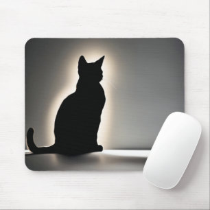 Kat Silhouette med gyllene glöd Musmatta
